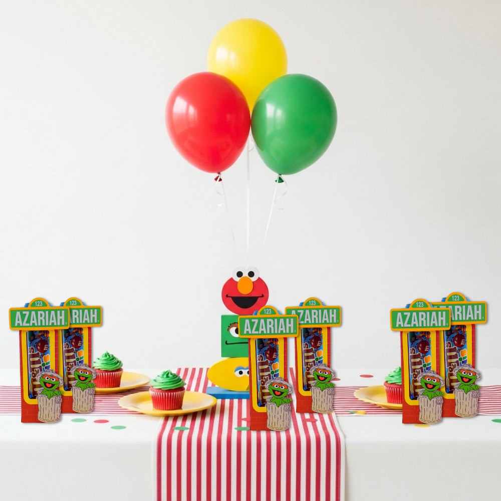 Sesame Street Party Favor — M&M Tube Holder, Custom Name Party Favor | Kids Birthday Decorations