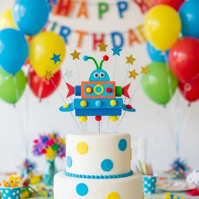 personalized cake topper with lights and shaker for kids birthday