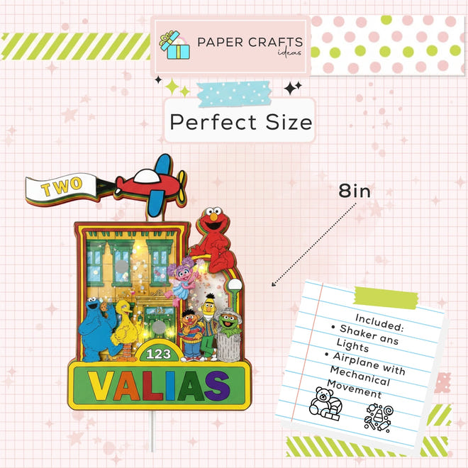 sesame street cake topper personalized with name and age for kids birthday party
