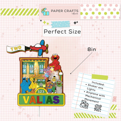 sesame street cake topper personalized with name and age for kids birthday party