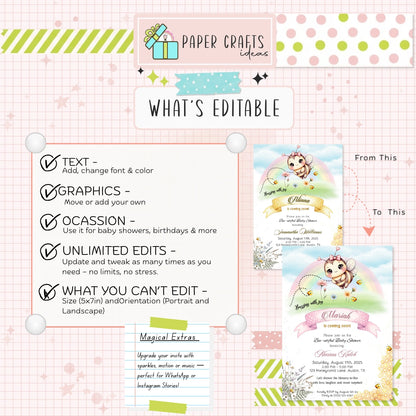 Bee Baby Shower Invitation | Editable Mom-to-Bee Template | Cute Bumble Bee Theme | Instant Download Printable Invite