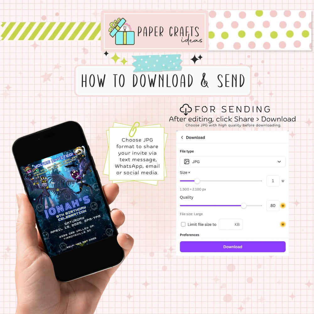 Personalized Murder Drones Birthday Invitation for Boys — Dark Theme Party Invite | Custom Name & Age