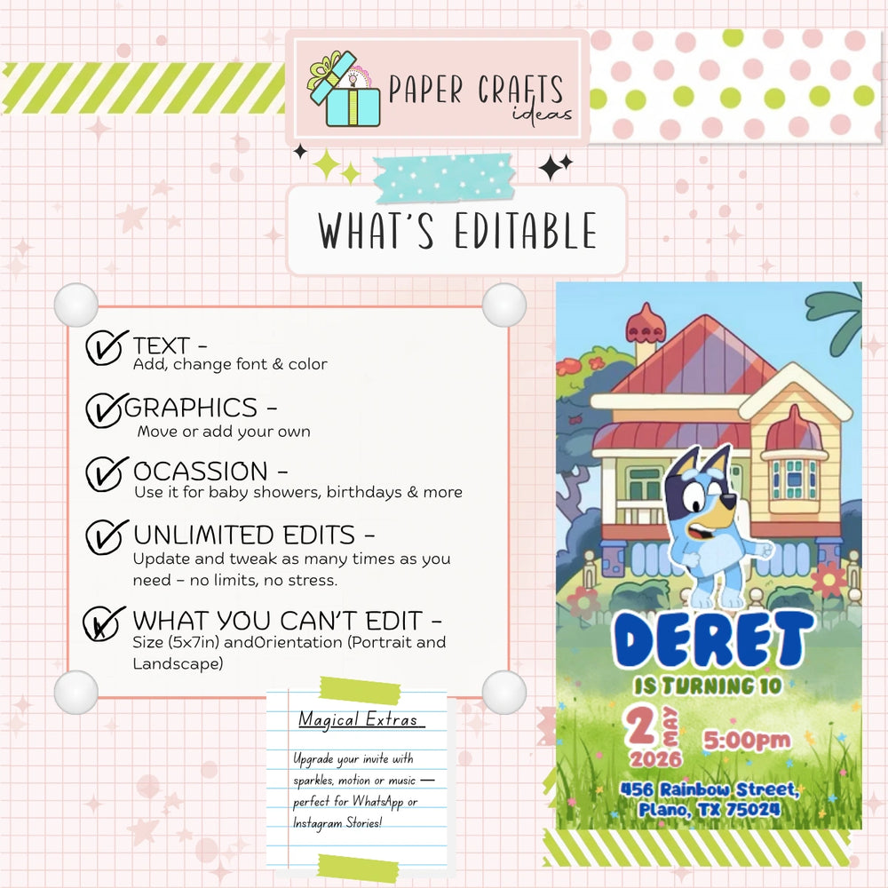 canva bluey birthday invitation video template