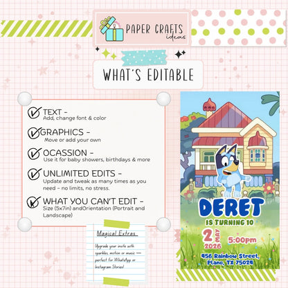 canva bluey birthday invitation video template