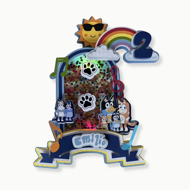 bluey cake topper personalized with name and age for kids birthday party decoration