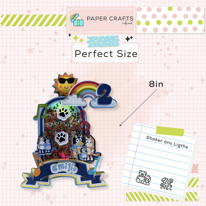 bluey birthday cake topper with colorful design for toddler party