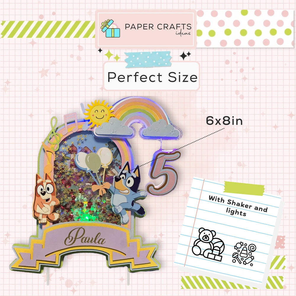Bluey Cake Topper Shaker – Name & Age