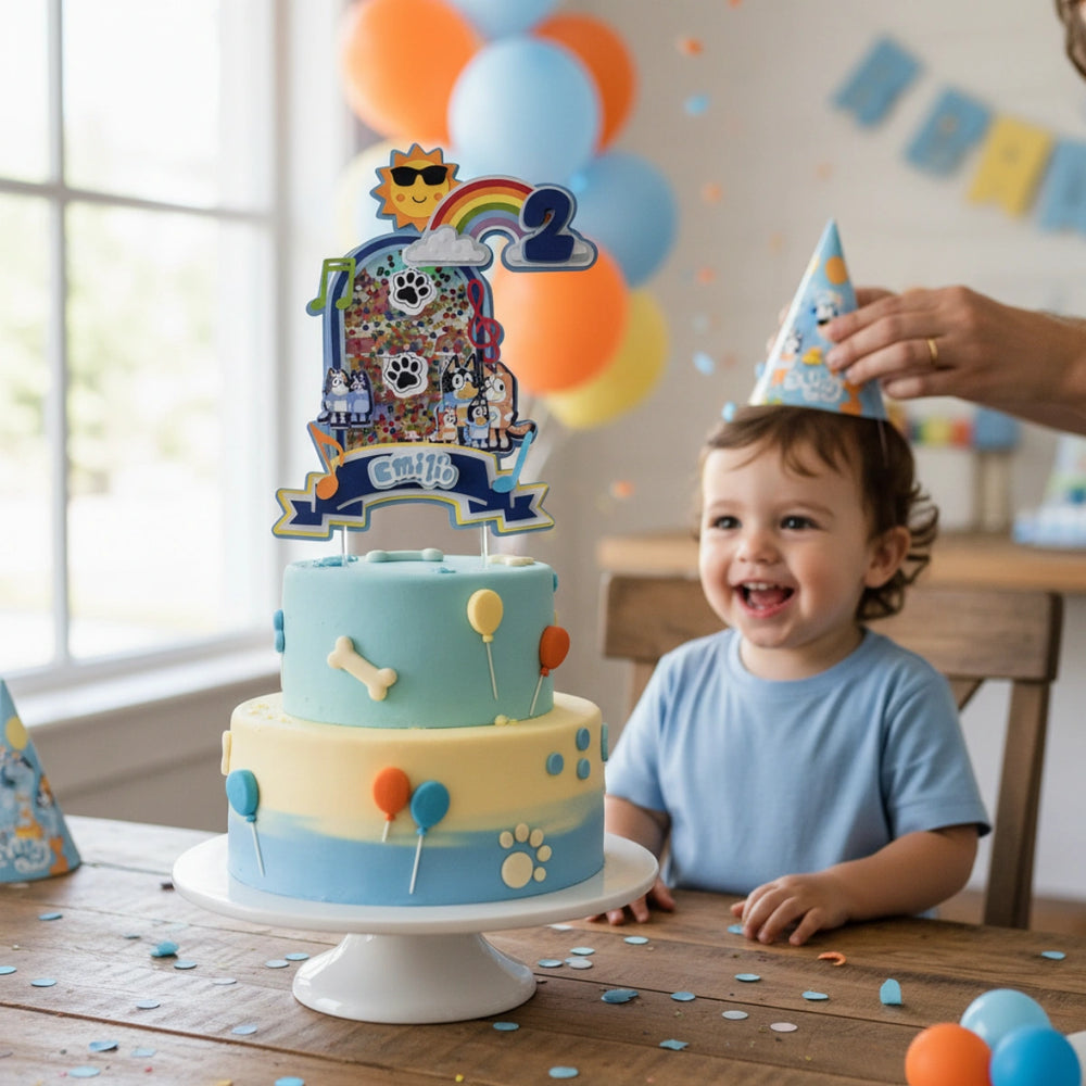 personalized bluey cake decoration topper for kids birthday celebration