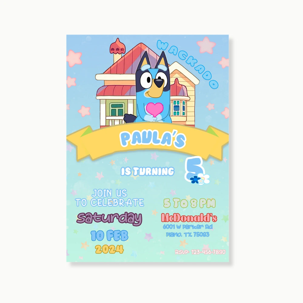 bluey birthday invitation editable template for kids party