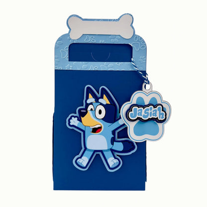 Bluey party favor bag with paw name tag