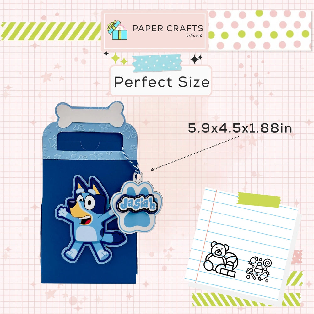 Bluey themed party favor bag blue design