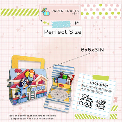 Bluey Party Favor Boxes with Coloring Pages — Set of 6, 12, 15, 24