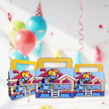 Bluey Party Favor Boxes with Coloring Pages — Set of 6, 12, 15, 24