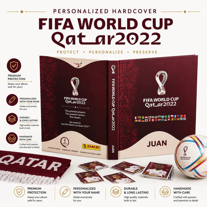 personalized qatar 2022 album hardcover for fifa world cup panini sticker album