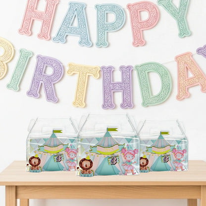 Circus Party Favor Box – Clear Gable Treat Box with 3D Tent, Clown & Lion