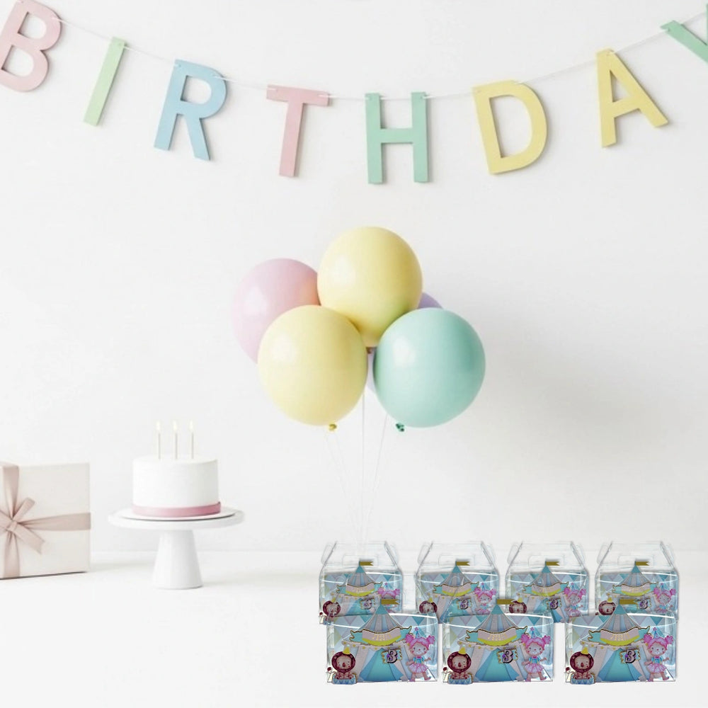 Circus Party Favor Box – Clear Gable Treat Box with 3D Tent, Clown & Lion