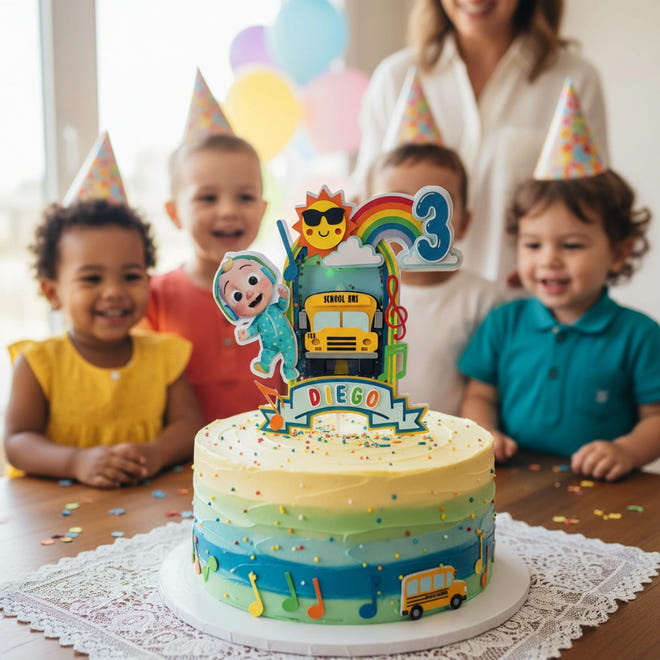 personalized cocomelon cake decoration topper for toddler birthday party