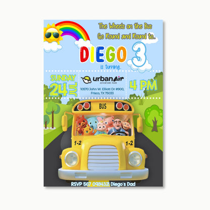 Personalized Cocomelon School Bus Birthday Invitation — Digital Editable Party Invite | Custom Name & Age