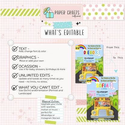 Personalized Cocomelon School Bus Birthday Invitation — Digital Editable Party Invite | Custom Name & Age