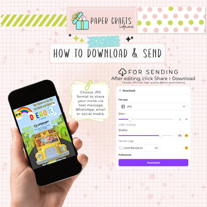 Personalized Cocomelon School Bus Birthday Invitation — Digital Editable Party Invite | Custom Name & Age