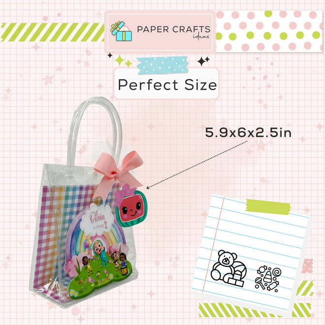 Cocomelon Party Favor PVC Clear Bag for Kids Birthday Party