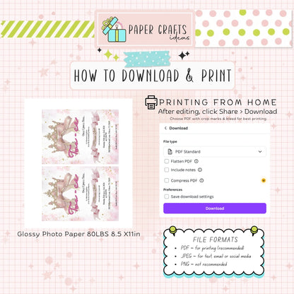 cute princess party invitation for kids printable