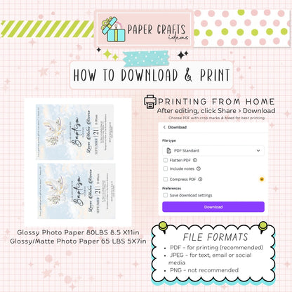 Celestial Baptism Invitation | Editable Christening Template | Baby Boy or Girl Printable Invite | Instant Download