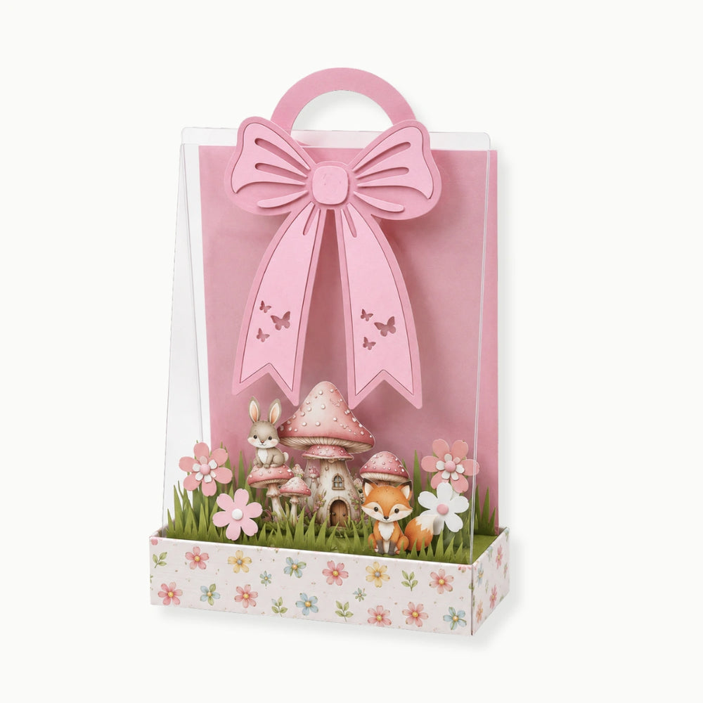 enchanted woodland favor bag personalized with name and woodland animals design