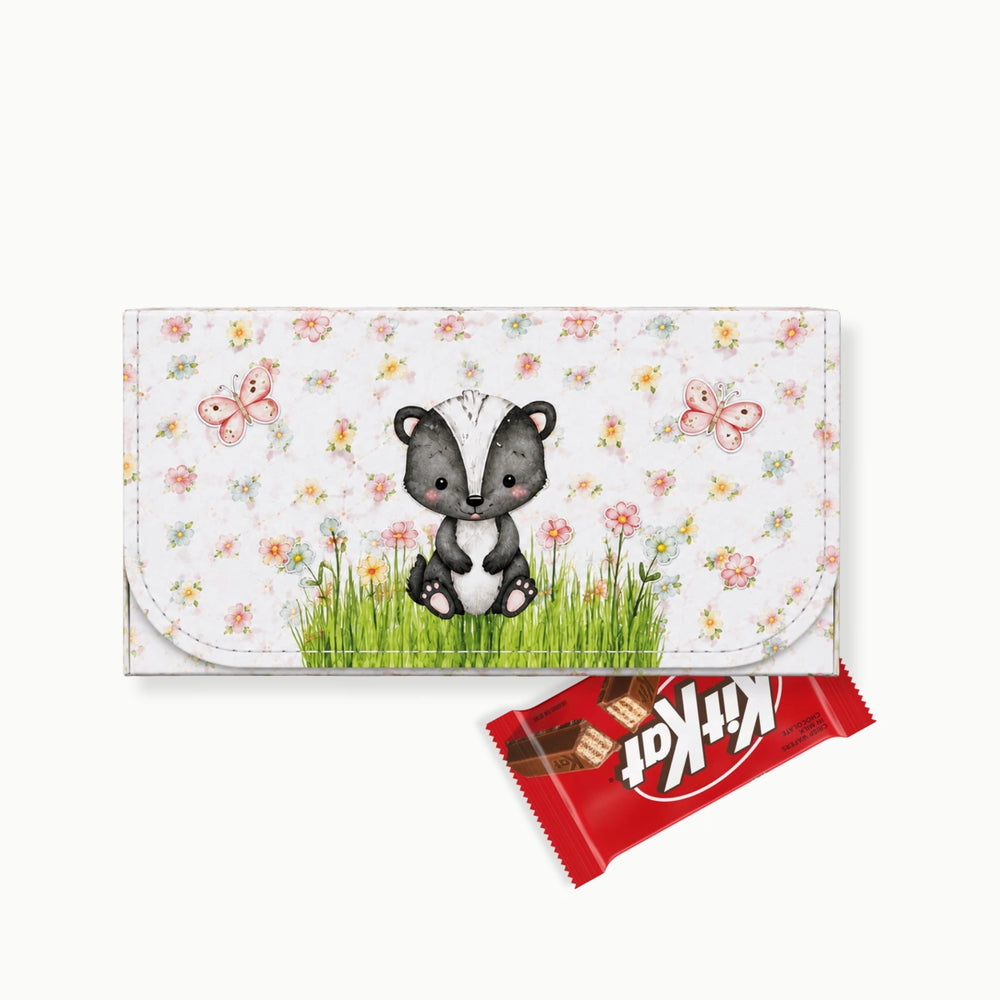 enchanted woodland chocolate holder box personalized with name and woodland animals design