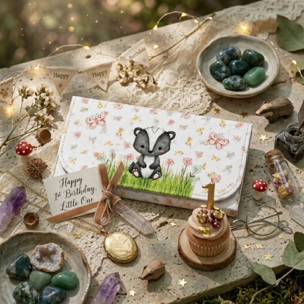 enchanted woodland chocolate holder featuring woodland creatures and floral accents
