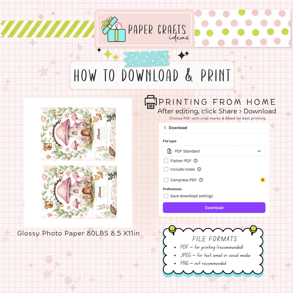 enchanted woodland birthday invitation personalized with fairy garden theme and woodland animals for girls party