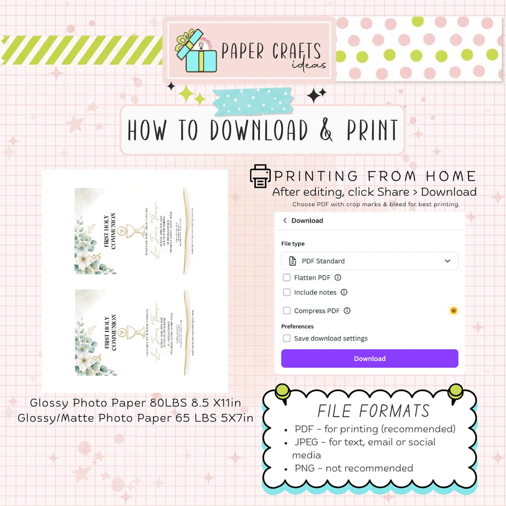 First Holy Communion Invitation | Elegant Gold Chalice | Printable & Editable Template | Boy or Girl Christening Card