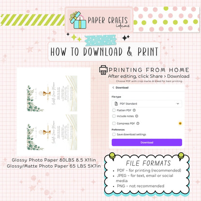 Elegant First Holy Communion Invitation | Printable Editable Template | Gold Chalice & Greenery Design