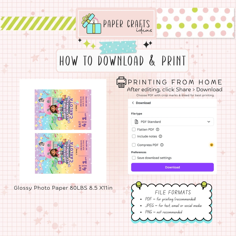 cute gabby dollhouse birthday invite printable