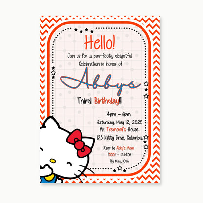 hello kitty birthday invitation editable template for kids party