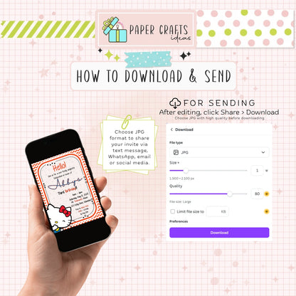 editable hello kitty birthday invite digital template