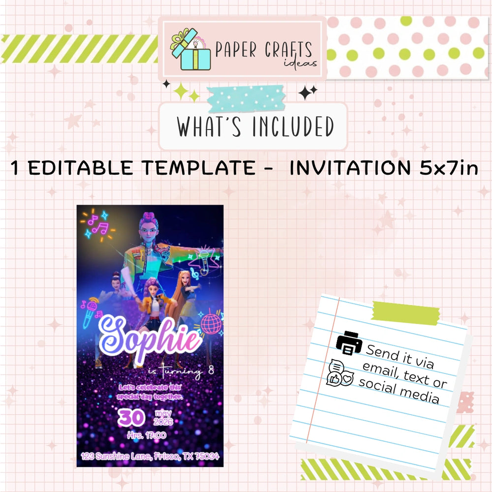 Kpop Huntrix Animated Digital Invitation
