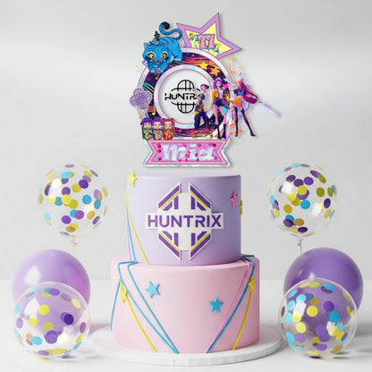 Kpop Demon Hunters Cake Topper with Shaker and LED Lights | Personalized Birthday Decoration