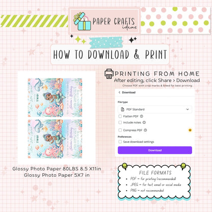 Mermaid Birthday Invitation | Under the Sea Party Printable | Editable Template for Girl’s 2nd Birthday Celebration