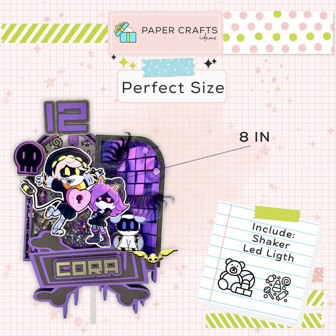 Murder Drones Theme Cake Topper — Custom Name & Age | Kids Birthday Party Decoration