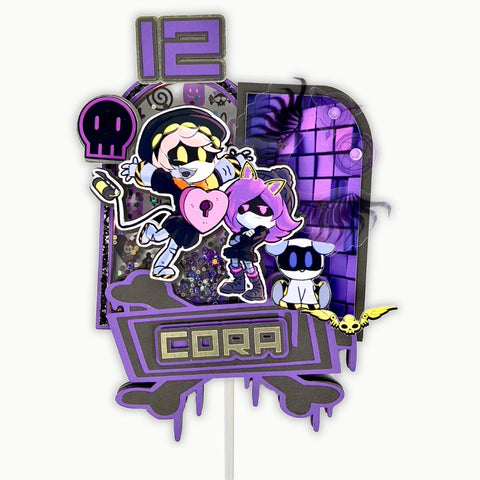 Murder Drones Theme Cake Topper — Custom Name & Age | Kids Birthday Party Decoration