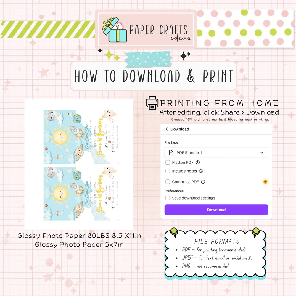 Our Little Star 1st Birthday Invitation Boy or Girl | Editable Space Theme Party Invite | First Trip Around the Sun Digital Download