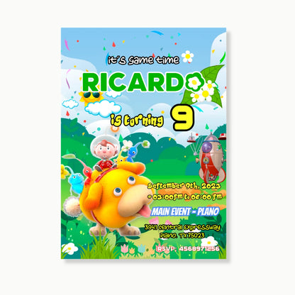 Pikmin Birthday Invitation Editable Template, Kids Party Invite Printable, Boy Birthday Invitation Digital Download