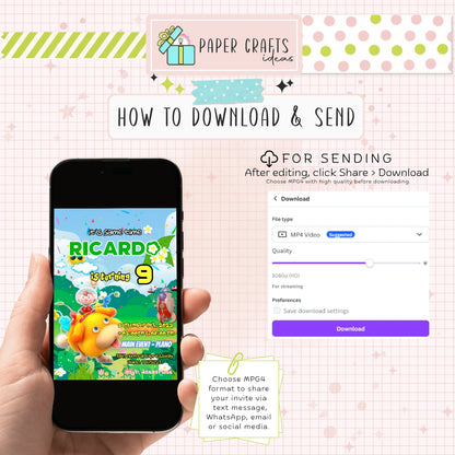 Pikmin Birthday Invitation Editable Template, Kids Party Invite Printable, Boy Birthday Invitation Digital Download