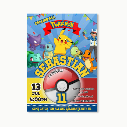 pokemon birthday invitation editable template for kids party