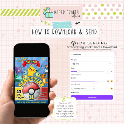editable pokemon invitation digital template