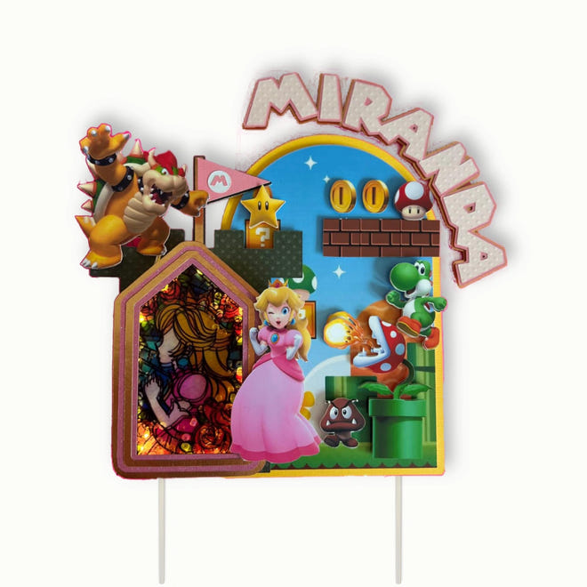 Princess Peach Cake Topper – Yoshi, Bowser, Name & Age