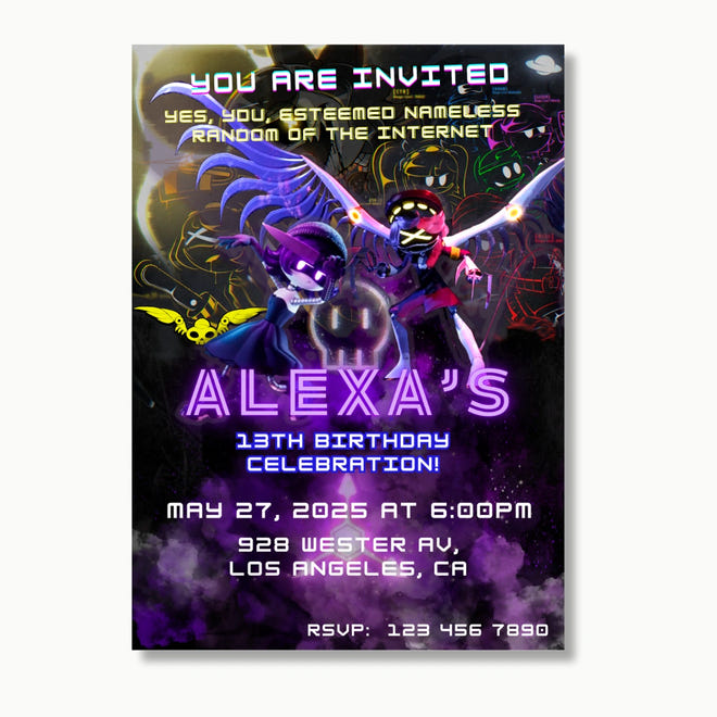 Personalized Murder Drones Birthday Invitation — Custom Name & Age | Editable Party Invite