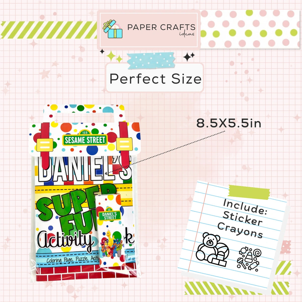 Sesame Street Activity Book Party Favor — Custom Name Coloring Kit | Kids Birthday Supplies