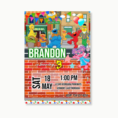 sesame street birthday invitation editable template for kids party